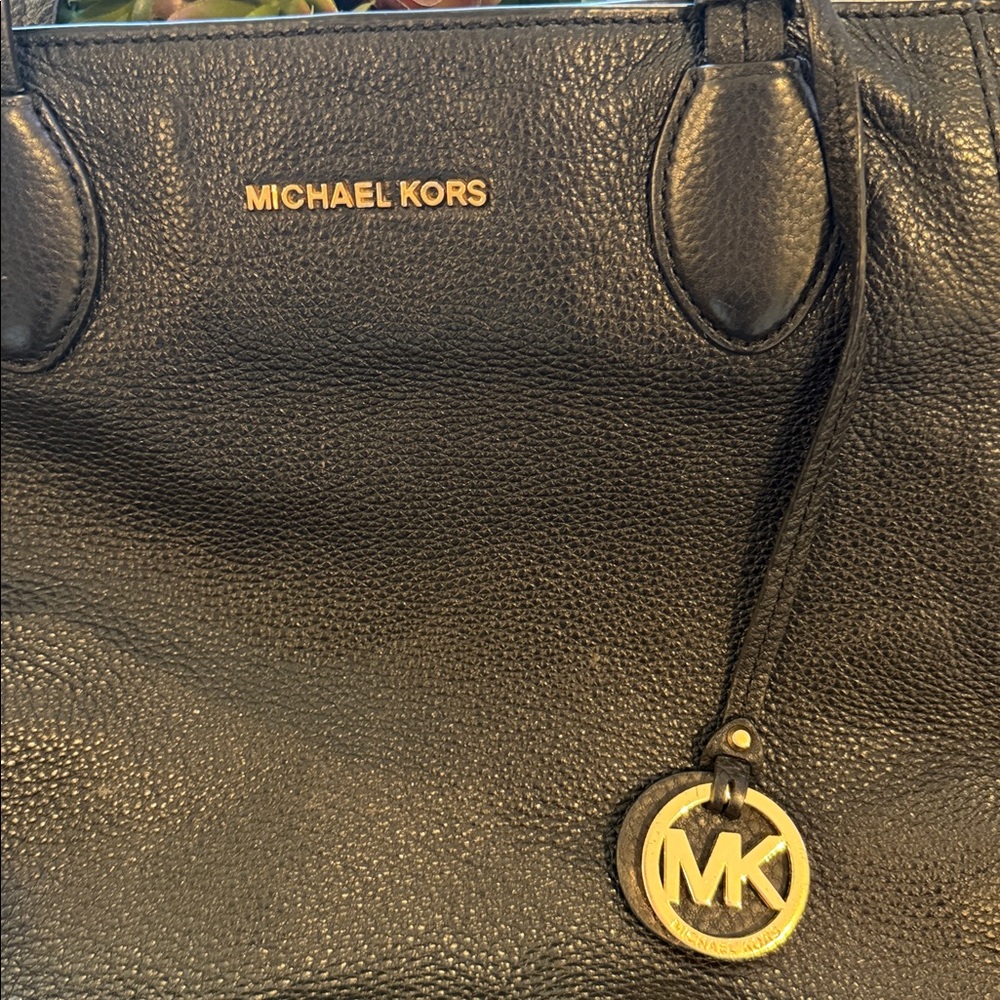 MICHAEL KORS Ani Large Leather Tote Black Bag purse EUC - Picture 2 of 5